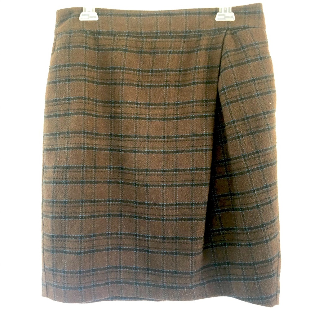 LOFT wool plaid skirt